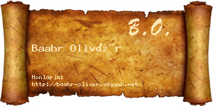 Baahr Olivér névjegykártya